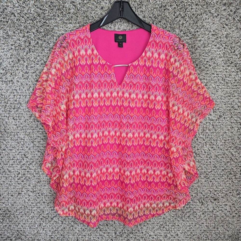 JM Collection Top Womens Medium Pink Keyhole‎ Neck Blouse Knit Casual Ladies